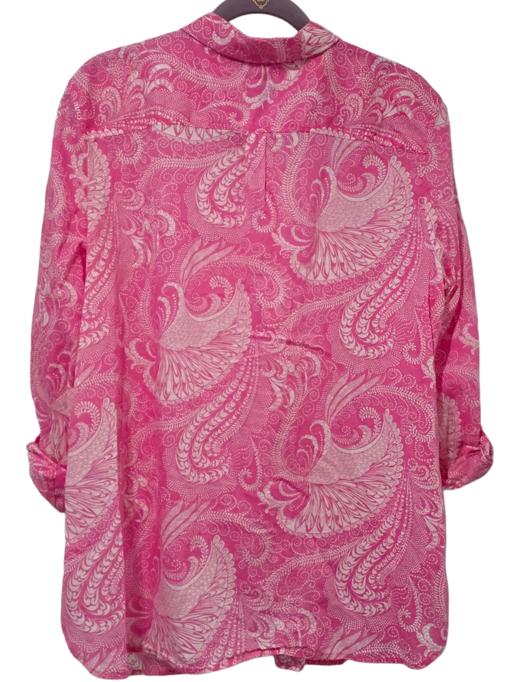 Talbots Bright Pink Paisley Button-Up Shirt - Picture 6 of 6